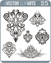 Abstract Symmetrical Vignettes II - professional vinyl-ready vector clipart package
