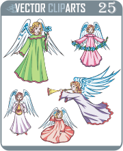 Little Angel Girls - vector clipart package