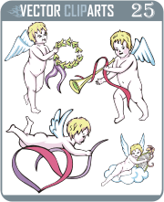 Little Angel Boys and Cupids - vector clipart package