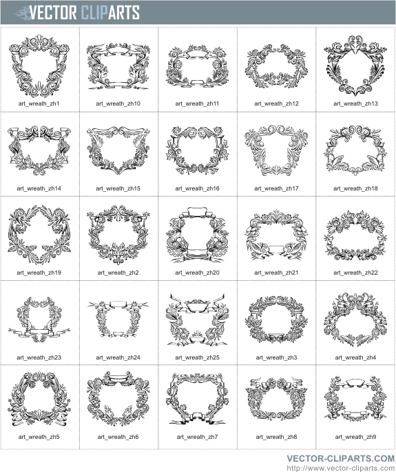 Artistic Decorative Wreaths - professional vinyl-ready vector clipart package