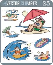 Vacation on a Sea Beach - vector clipart package