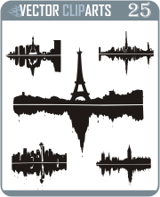 Shadow City Skylines - professional vinyl-ready vector clipart package