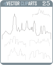Simple City Skylines - professional vinyl-ready vector clipart package