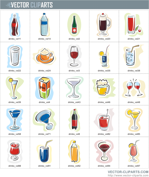 Color Drink Designs - professional vinyl-ready vector clipart package