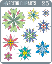 Color Flower Dingbats II - vinyl-ready vector clipart package
