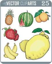 Color Fruit & Berry Designs - professional vinyl-ready vector clipart package