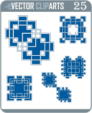 Blue Geometrical Patterns - professional vinyl-ready vector clipart package