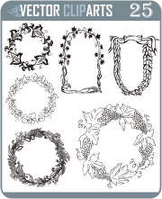 Miscellaneous Ornamental Wreaths - professional vinyl-ready vector clipart package