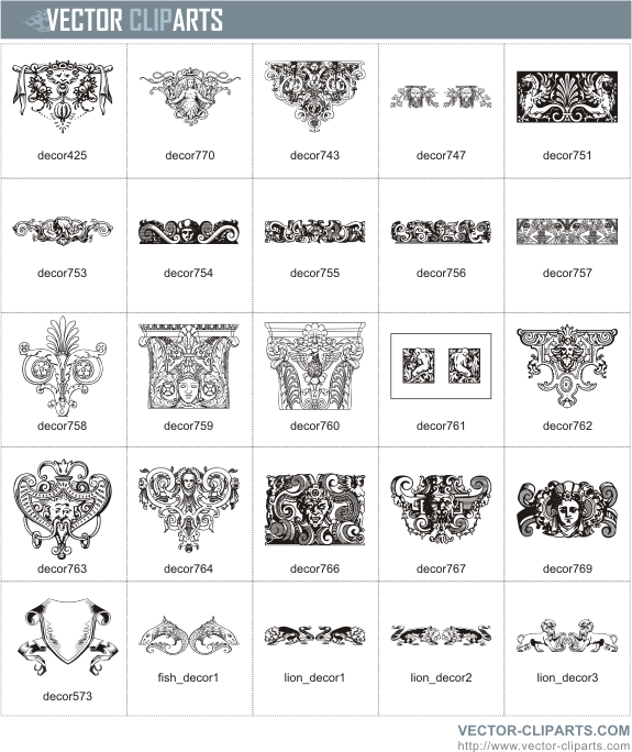 Old-Time Decorative Vignettes - professional vinyl-ready vector clipart package