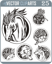 Round Animal Designs - vinyl-ready vector clipart package