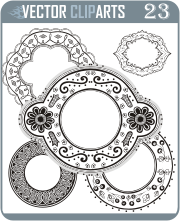 Round Ornamental Frames & Panels - vinyl-ready vector clipart package