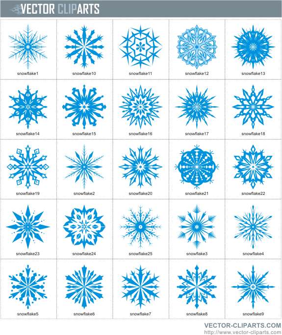 Simple Snowflakes Clipart I - professional vinyl-ready vector clipart package