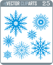 Simple Snowflakes Clipart IV - professional vinyl-ready vector clipart package
