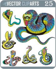 Color Snake Clipart - professional vinyl-ready vector clipart package