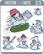 Snowmen Cartoons I - vector clipart package