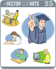 Color Students Clipart - professional vinyl-ready vector clipart package