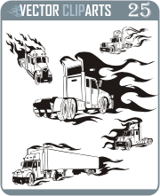 Truck Flames I - professional vinyl-ready vector clipart package