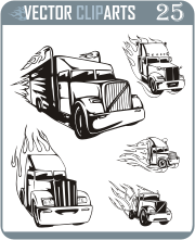 Truck Flames II - professional vinyl-ready vector clipart package