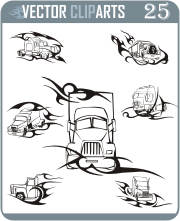 Truck Flames IV - vinyl-ready vector clipart package