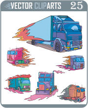 Color Truck Flames - professional vinyl-ready vector clipart package