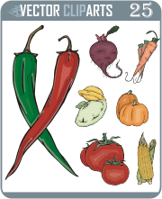 Color Vegetable Designs - professional vinyl-ready vector clipart package