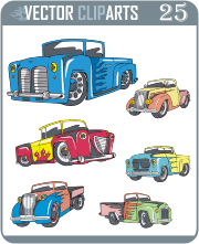 Vintage Pick-Up Flames - professional vinyl-ready vector clipart package